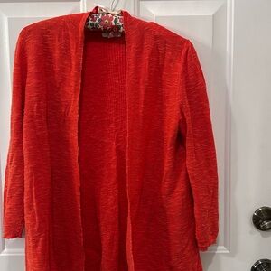 Eileen fisher orange small linen cotton cardigan- small stain inside